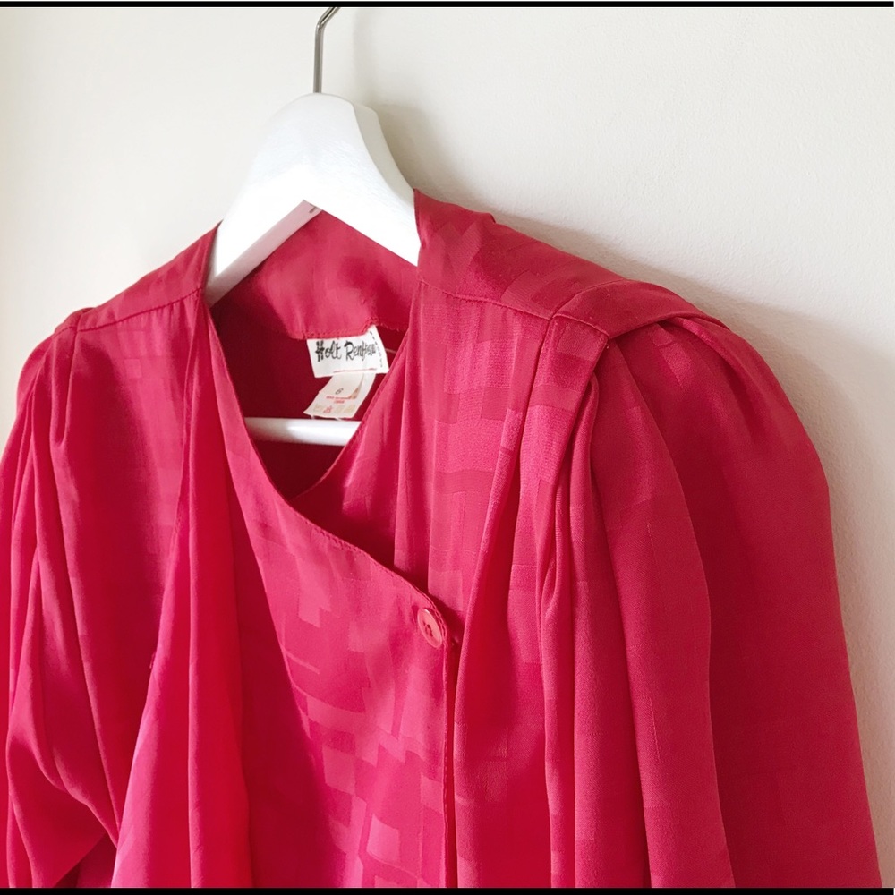 Vintage Holt Renfrew Red Tonal Pattern Wrap Midi Dress - Picture 8 of 16